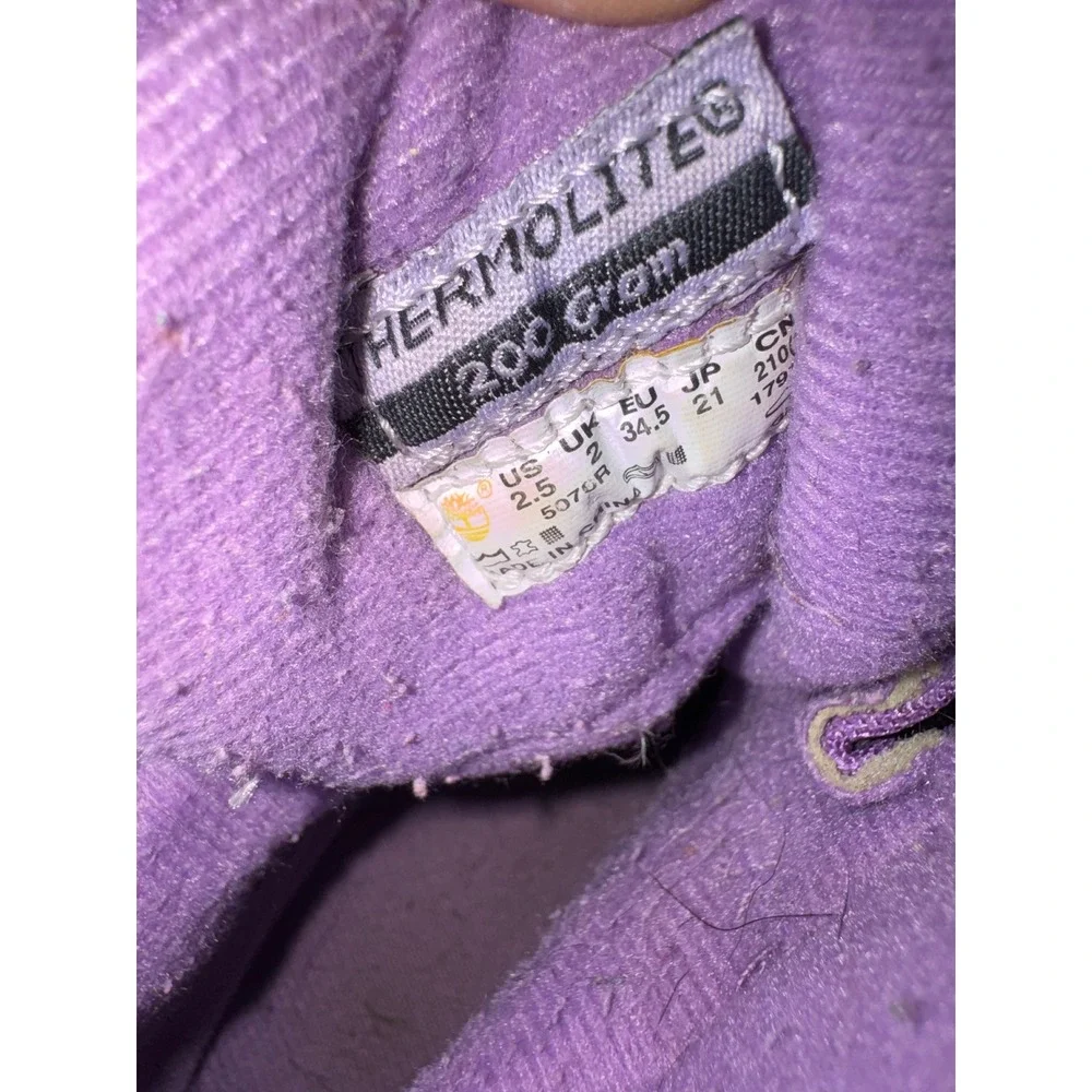 Timberland Girls Waterproof Snow Boots Grey Purple Thermolite 200g 5078R Sz 2.5